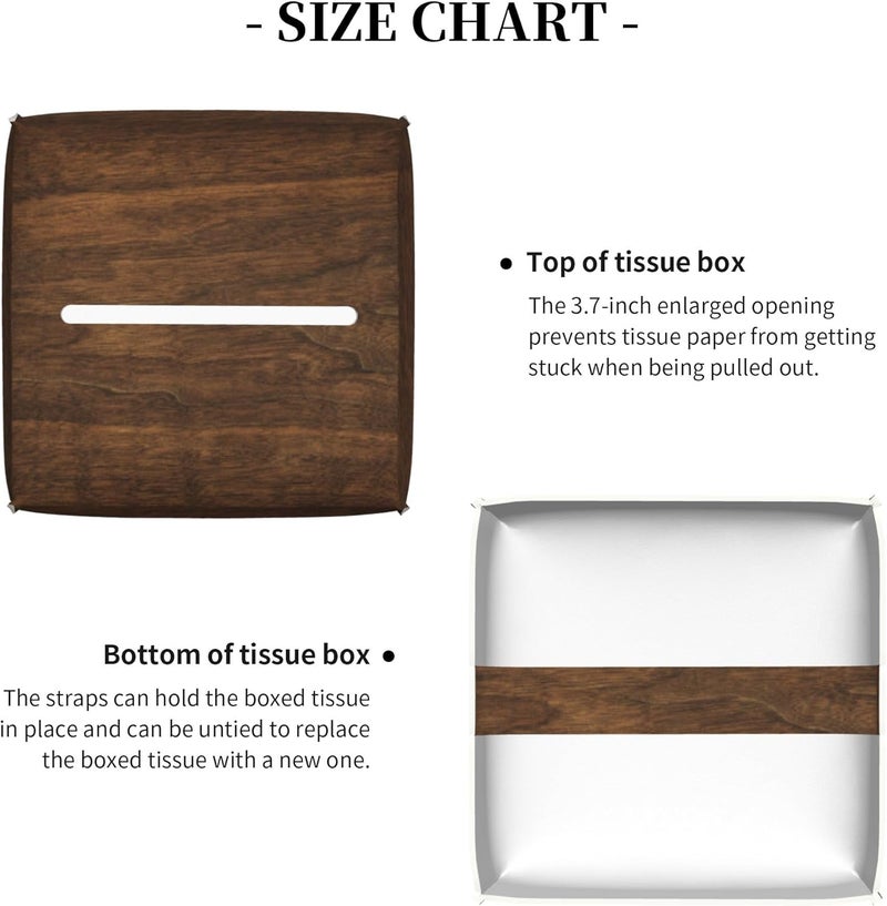 sndheke Bless You Tissue Box Cover Square,Wooden Board Texture Tissue Box Holder Waterproof Leather Facial Paper Organizer Dispenser for Bathroom Home Car Nightstand Vanity Desk - Image 5